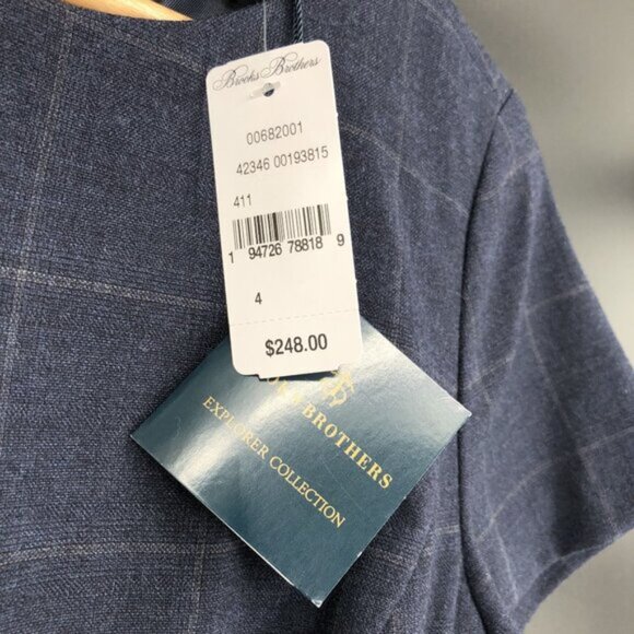 NWT Brooks Brothers Women's Plaid Wool Blend Sheath Dress 4 Navy Dark Academia - Picture 6 of 11